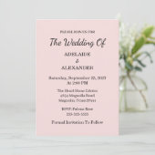 Moderne Roze Blush Trouw Save The Date Kaart (Staand voorkant)