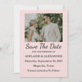 Moderne Roze Blush Trouw Save The Date Kaart