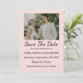 Moderne Roze Blush Trouw Save The Date Kaart (Staand voorkant)