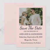 Moderne Roze Blush Trouw Save The Date Kaart (Voorkant / Achterkant)