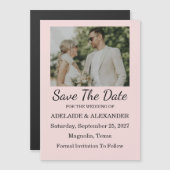 Moderne Roze Blush Trouw Save The Date Magnetische Uitnodiging (Voorkant / Achterkant)