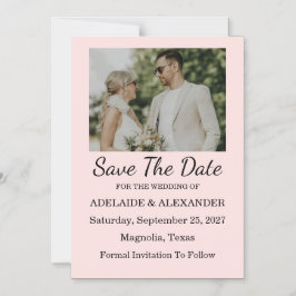 Moderne Roze Blush Trouw Save The Date Magnetische Uitnodiging