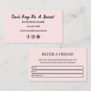 Moderne Roze Blush Verwijs Een Vriend Zakelijke Ve Visitekaartje