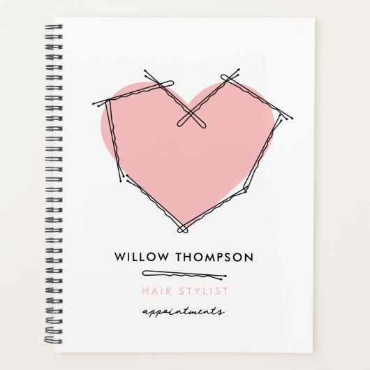 Moderne Roze Bobby Pins Haar Stylist Afspraken Planner (Voorkant)