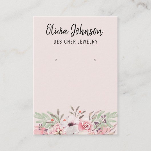 Moderne Roze Boho Bloemen Sieraden Oorbel Display Visitekaartje (Voorkant)