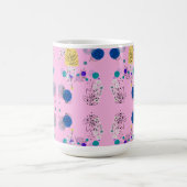 Moderne Roze Boho Bloemige Abstracte Botanische Vo Koffiemok (Center)