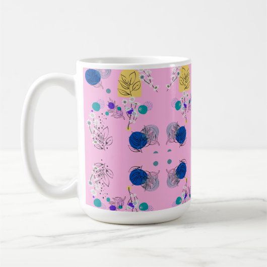 Moderne Roze Boho Bloemige Abstracte Botanische Vo Koffiemok (Links)