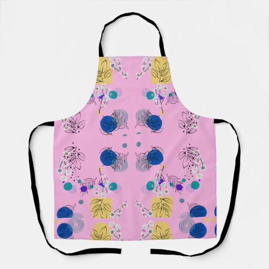 Moderne Roze Boho Bloemige Abstracte Botanische Vo Schort (Voorkant)