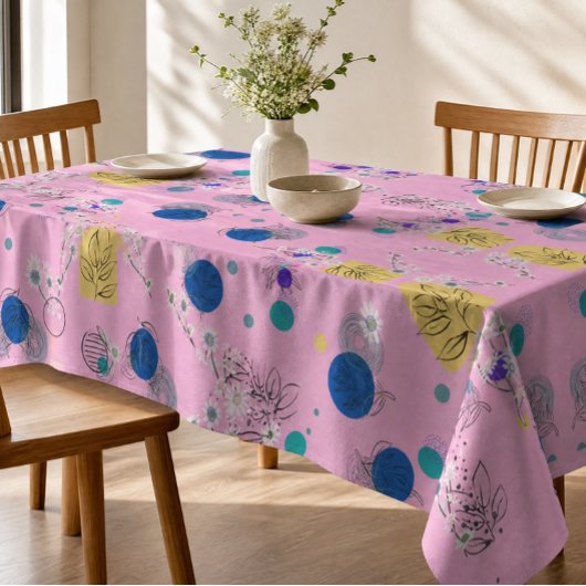 Moderne Roze Boho Bloemige Abstracte Botanische Vo Tafelkleed