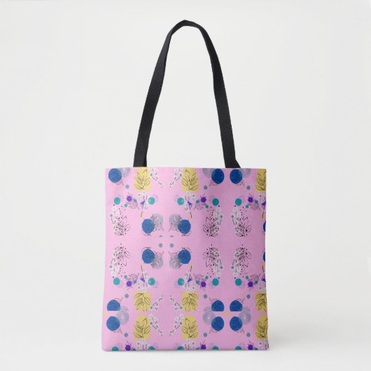 Moderne Roze Boho Bloemige Abstracte Botanische Vo Tote Bag (Voorkant)