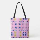 Moderne Roze Boho Bloemige Abstracte Botanische Vo Tote Bag (Achterkant)