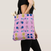 Moderne Roze Boho Bloemige Abstracte Botanische Vo Tote Bag (Dichtbij)