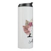Moderne Roze Boho Bloemige Initiële A Thermosbeker (Gedraaid links)