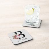 Moderne Roze Boho Initiaal B met Monogram Bier Onderzetter (Rechterzijde)