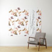 Moderne Roze Boho Vlinder Meisje Baby Shower Wandkleed (In Situ (horizontaal))