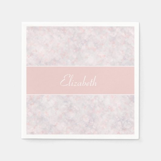 Moderne Roze Bokeh Custom Naam Papier Servet (Voorkant)