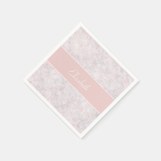 Moderne Roze Bokeh Custom Naam Papier Servet (Hoek)