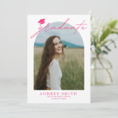 Moderne Roze Boog 6 Foto's Afstuderen Aankondiging (Staand voorkant)