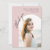 Moderne roze boog Afstuderen eenvoudige foto dank  Bedankkaart (Voorkant)