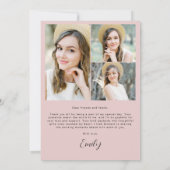 Moderne roze boog Afstuderen eenvoudige foto dank  Bedankkaart (Achterkant)