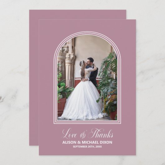 Moderne Roze Boog Bruiloft Dank u Bedankkaart (Voorkant / Achterkant)
