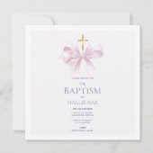 Moderne Roze Boog en Gouden Kruis Doop Uitnodiging (Voorkant)