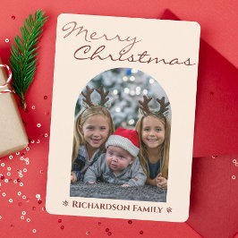 Moderne Roze Boog Foto Kerstmis Feestdagenkaart
