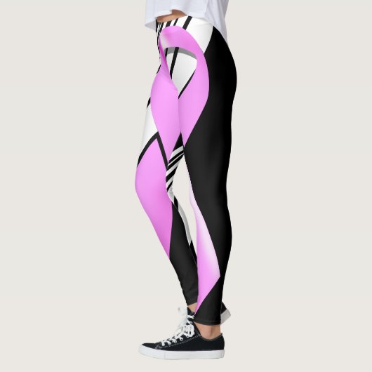 Moderne roze borstkankerbewustmakingspatroon leggings (Links)