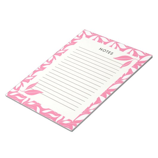 Moderne Roze Botanische Notitieblok (Schuin)