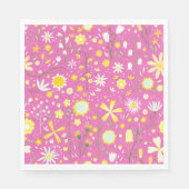 Moderne roze botanische wilde bloem bloemenslinger servet (Voorkant)