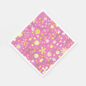 Moderne roze botanische wilde bloem bloemenslinger servet (Hoek)