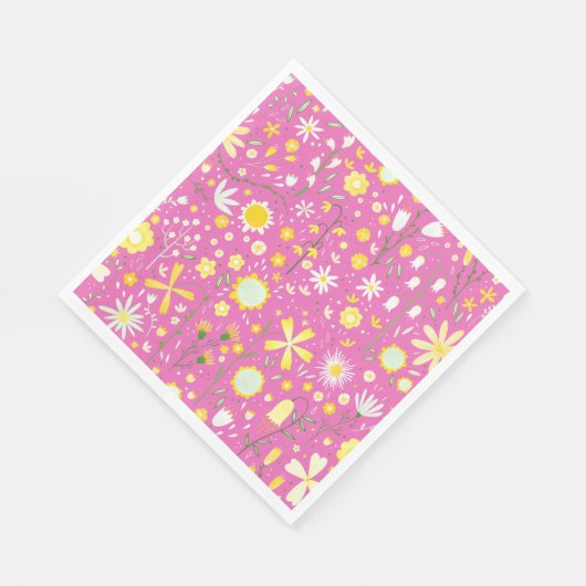 Moderne roze botanische wilde bloem bloemenslinger servet (Hoek)