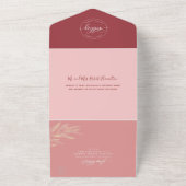 Moderne Roze Bourgogne Trouw met Geperforeerde RSV All In One Uitnodiging (Buitenkant)