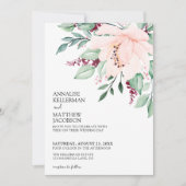 Moderne roze Bourgondische bloemenbruiloft Kaart (Voorkant)