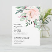 Moderne roze Bourgondische bloemenbruiloft Kaart (Staand voorkant)