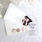 Moderne Roze Bow Afstudeerkapboog Acryl Uitnodigingen