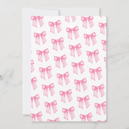 Moderne Roze Bow Bruids Douche Uitnodiging (Achterkant)