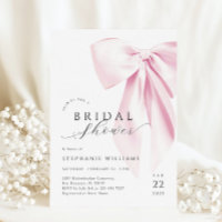 Moderne Roze Bow Bruids Douche Uitnodiging