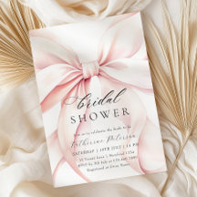 Moderne Roze Bow Bruids Douche Uitnodiging