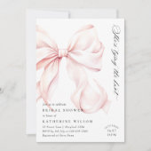 Moderne Roze Bow Bruids Douche Uitnodiging (Voorkant)