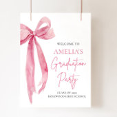 Moderne Roze Bow Coquette Afstudeerfeest Welkom Poster