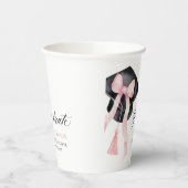 Moderne Roze Bow Coquette Graduation Cap Afstudere Papieren Bekers (Links)