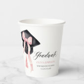 Moderne Roze Bow Coquette Graduation Cap Afstudere Papieren Bekers (Voorkant)