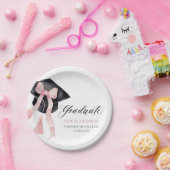 Moderne Roze Bow Coquette Graduation Cap Afstudere Papieren Bordje (Feest)