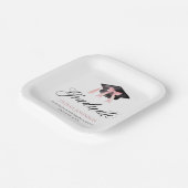 Moderne Roze Bow Coquette Graduation Cap Afstudere Papieren Bordje (Gebogen)