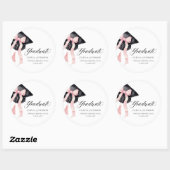 Moderne Roze Bow Coquette Graduation Cap Afstudere Ronde Sticker (Vel)