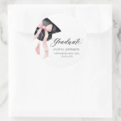 Moderne Roze Bow Coquette Graduation Cap Afstudere Ronde Sticker (Tas)
