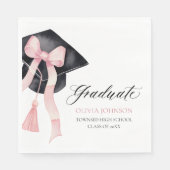Moderne Roze Bow Coquette Graduation Cap Afstudere Servet (Voorkant)