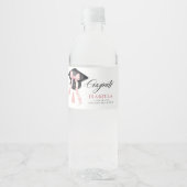 Moderne Roze Bow Coquette Graduation Cap Waterfles Etiket (Voorkant)