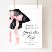 Moderne Roze Bow Coquette Graduation Cap Welkom Poster